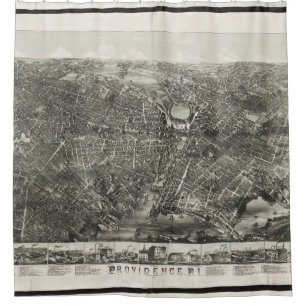 Cortina De Ducha Mapa ilustrado del vintage de Providence RI (1882)