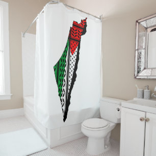 Cortina De Ducha Mapa palestino con bandera y patrón de Keffiyeg