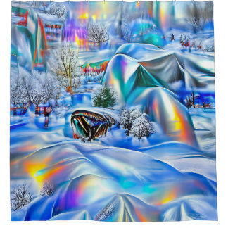 Cortina De Ducha Maravilla surrealista de invierno con luces irland