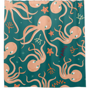 Cortina De Ducha Maravillas Subacuáticas: Baile Starfish Octopus