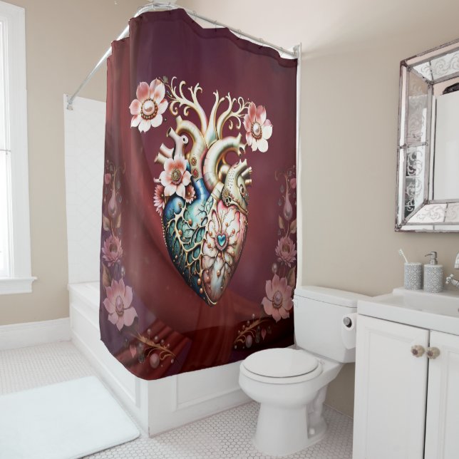 Cortina De Ducha Maravilloso y elegante corazón noble. (In situ)