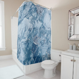 Cortina De Ducha Marble de tonos azules