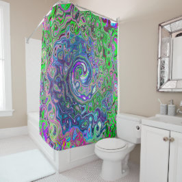 Cortina De Ducha Marble Lime Green y Purple Resumen Swirt Retro
