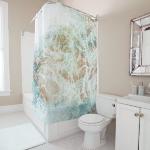 Cortina De Ducha Marble Purpurina Seafoam