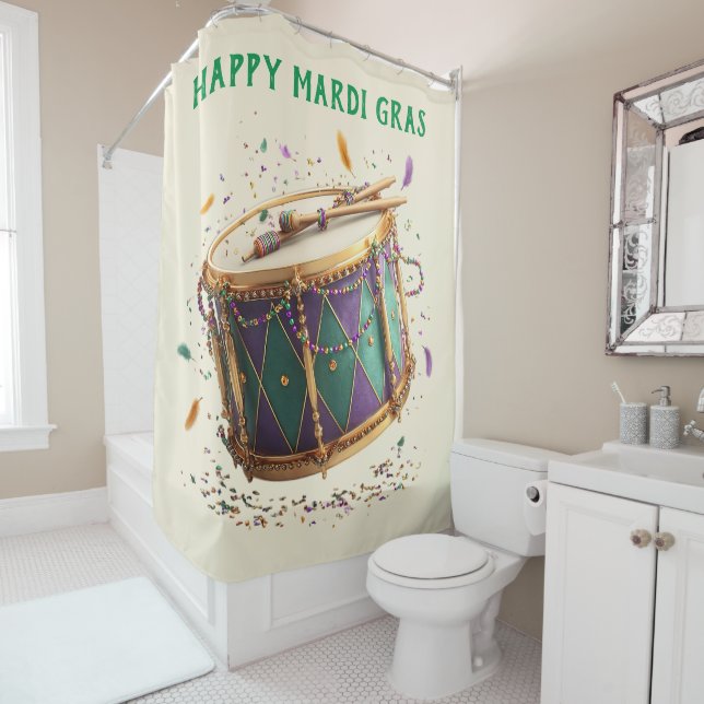 Cortina De Ducha Mardi Gras Festive Drum (In situ)