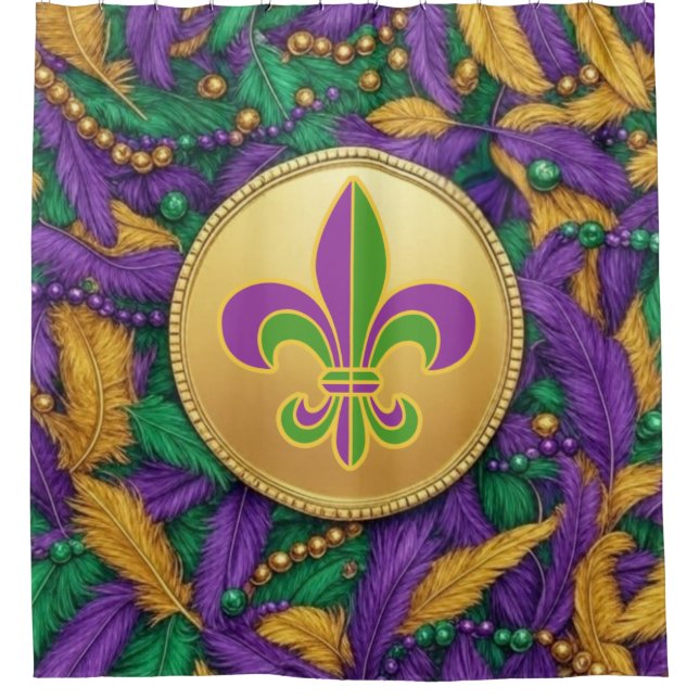 Cortina De Ducha Mardi Gras Flor de lis (Anverso)