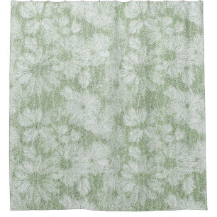 Cortina De Ducha Margarita Floral aterciopelada verde lima