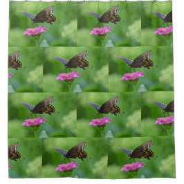 Cortina De Ducha Mariposa En Zinnia Rosa