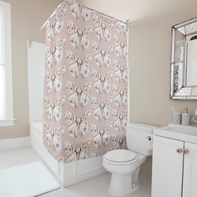 Cortina De Ducha Mariposa Floral Boho (In situ)