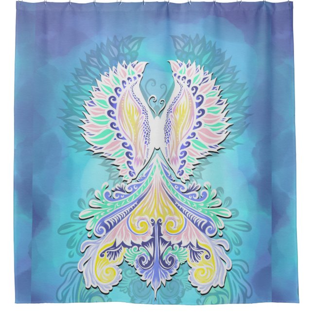 Cortina De Ducha Mariposa mística pastel | Ethereal Boho Fantasy (Anverso)