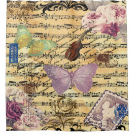 Cortina De Ducha Mariposa, Rosas y epemera de notas