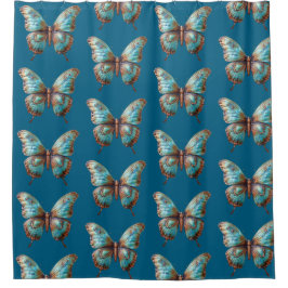 Cortina De Ducha Mariposas azul turquesa