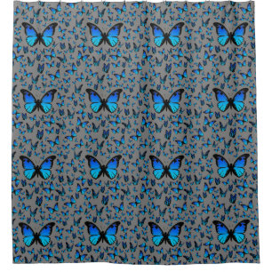 Cortina De Ducha mariposas azules