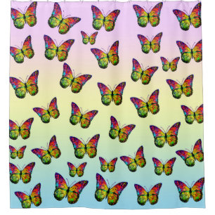 CORTINA DE DUCHA MARIPOSAS COLORIDAS ABSTRACTAS