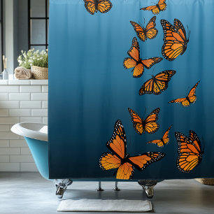 Cortina De Ducha Mariposas monarca azul Ombre