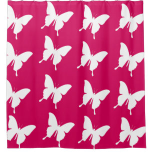 Cortina De Ducha Mariposas monarcas rosadas