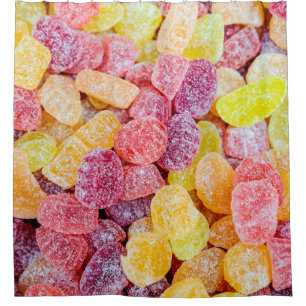 Cortina De Ducha Marmalade decorativa caramelos amarillos y naranja
