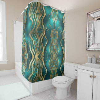 Cortina De Ducha Mármol beige moderno ondea azul turquesa Verde azu