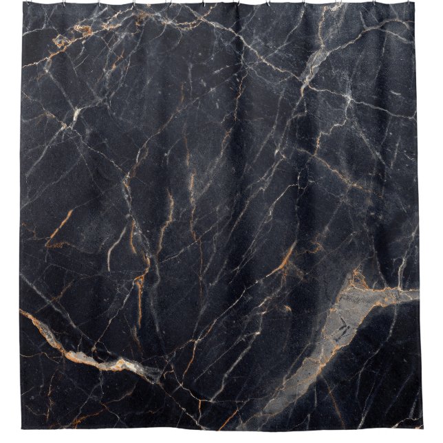 Cortina De Ducha Mármol brillante: Elegancia dorada negra. (Anverso)
