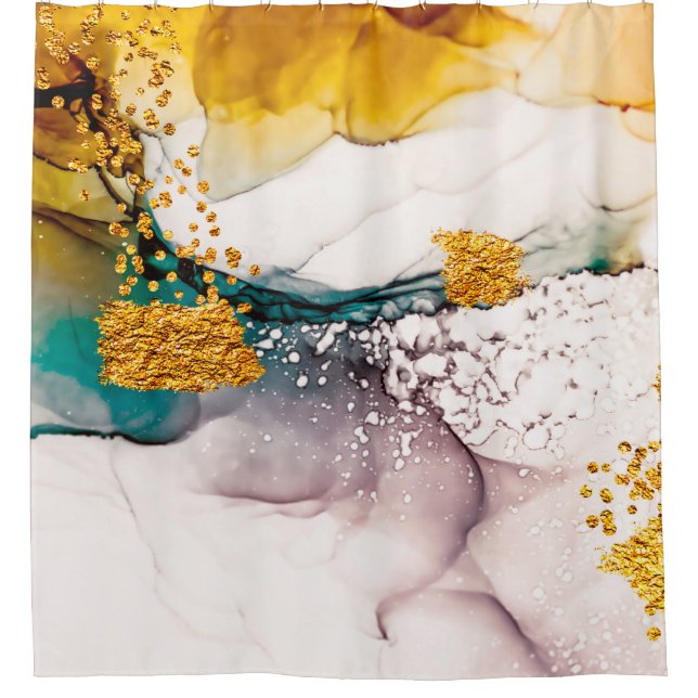 Cortina De Ducha Mármol de lujo con oro purpurina (Anverso)