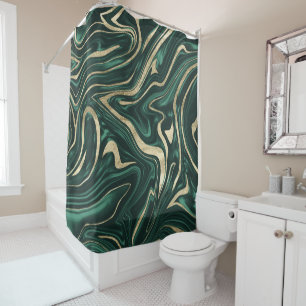 Cortina De Ducha Mármol de oro negro verde esmeralda #1 #decoraci