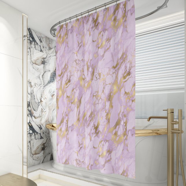Cortina De Ducha Mármol dorado lavanda elegante (Subido por el creador)