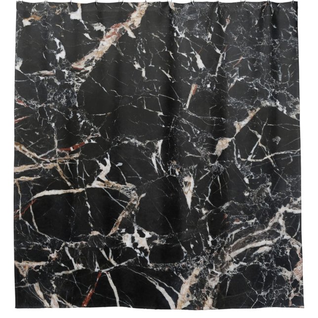 Cortina De Ducha Mármol negro: textura natural abstracta. (Anverso)