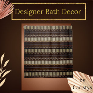 Cortina De Ducha Marrón estampado, oro, crema