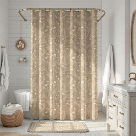 Cortina De Ducha Marrón Floreal Taupe Elegante