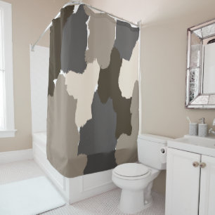 Cortina De Ducha Marrón, gris, taupe y marfil
