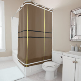 Cortina De Ducha Marrón Negro Blanco Amarillo Líneas Geométricas