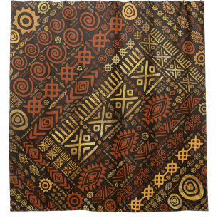 Cortina De Ducha Marrones africanos étnicos y oros #5 del modelo