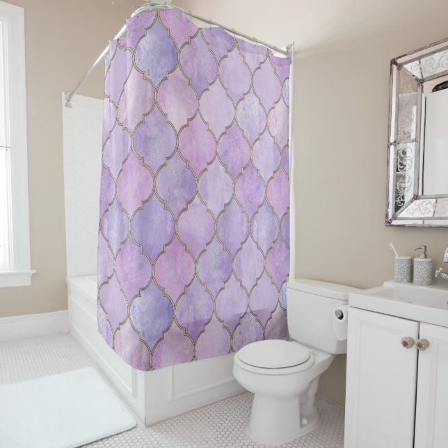 Cortina de ducha marroquí Lilac y Gold (In situ)
