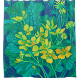 Cortina De Ducha Marsh Marigold Summer Wildflowers Pintura Floral
