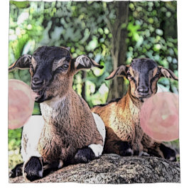 Cortina De Ducha Más grande que la vida Bebé Cabras alpinas con bbl