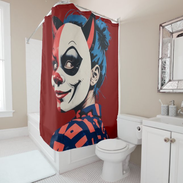 Cortina De Ducha Máscara de Edgy Harlequin (In situ)