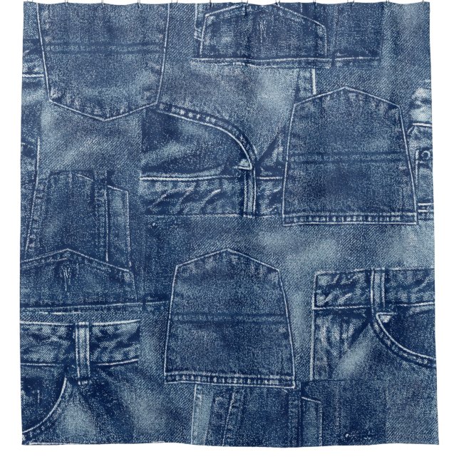 Cortina De Ducha Material de denim, (Anverso)