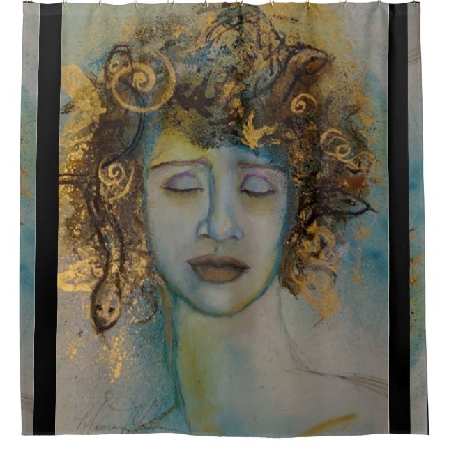 Cortina De Ducha Maureen Girard Myth Gold, diosa de Medusa (Anverso)