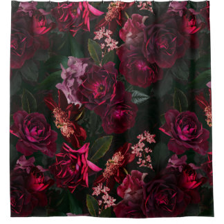Cortina De Ducha Máximalismo Real Moody Rosas Florals
