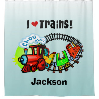 Cortina De Ducha Me encantan los trenes de transporte personalizado