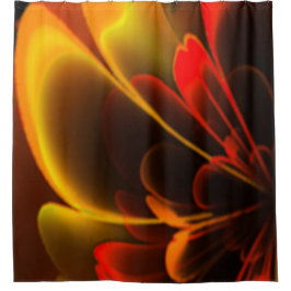 Cortina De Ducha Media Corolla de flores estilizadas de Naranja roj