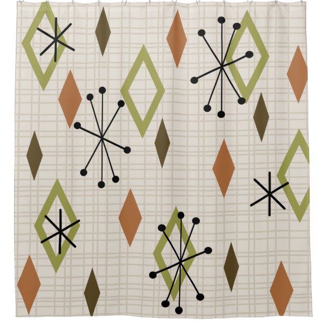 Cortina De Ducha Medio Siglo Diamantes Modernos Naturaleza Tones te (Anverso)