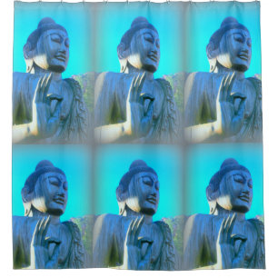 Cortina De Ducha meditando buddha con azul mudra