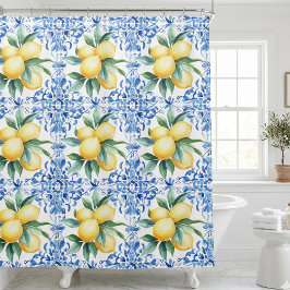 Cortina De Ducha Mediterranean Lemon Blue