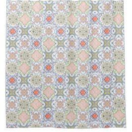 Cortina De Ducha Mediterranean Tile – Vintage Portuguese Pattern