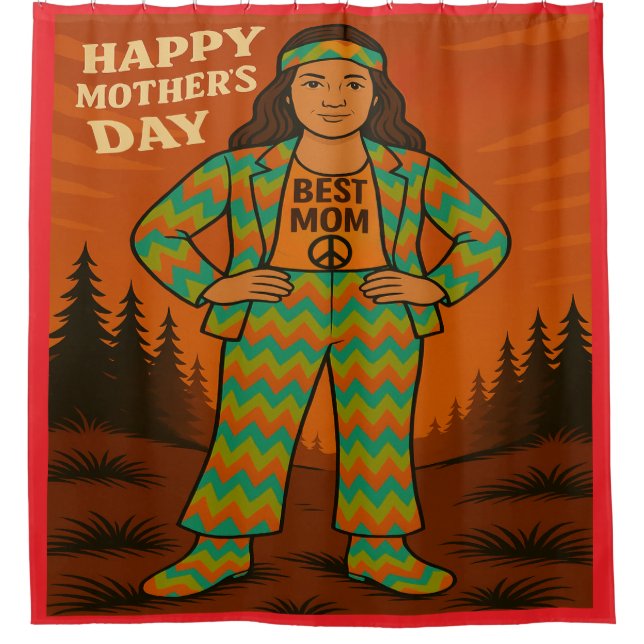 Cortina De Ducha Mejor Mamá Hippie (Anverso)