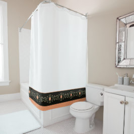 Cortina De Ducha Melocotón Blanco Y Verde