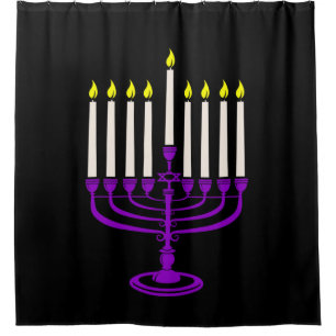 Cortina De Ducha menorah morada hanukkah