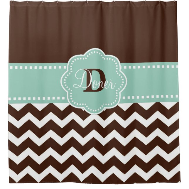 Cortina De Ducha Menta Chevron de Brown personalizado (Anverso)