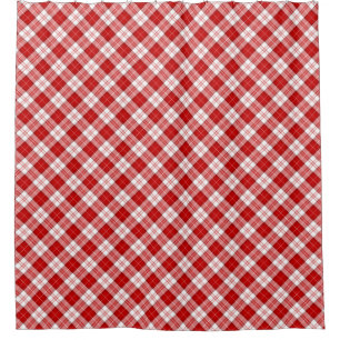 Cortina De Ducha Menzis tartán platillos rojos